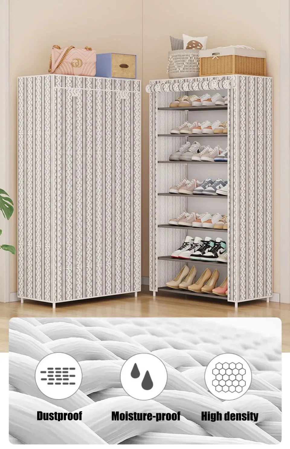 Armoire à chaussures en tissu dans un couloir