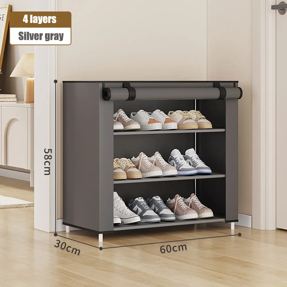 Meuble à chaussures multicouche en tissu anti-poussière, design minimaliste 9