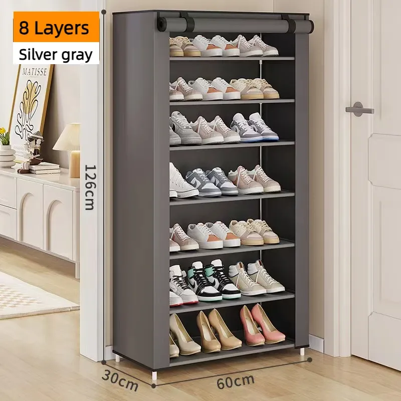 Meuble à chaussures multicouche en tissu anti-poussière, design minimaliste 8