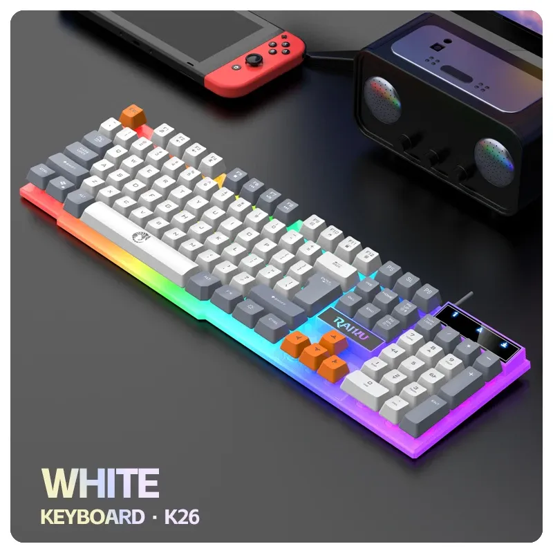 Ensemble clavier et souris de jeu RAIKU T26 avec clavier mécanique lumineux à trois tons 10