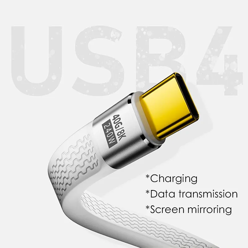 Câble USB4 Type-C vers Type-C 40 Gbps, 8K @ 60 Hz, PD 240 W, à puce électronique (e-marker), court, 3 en 1 pour données, vidéo et charge, avec porte-clés, compatible MacBook et batterie externe 2