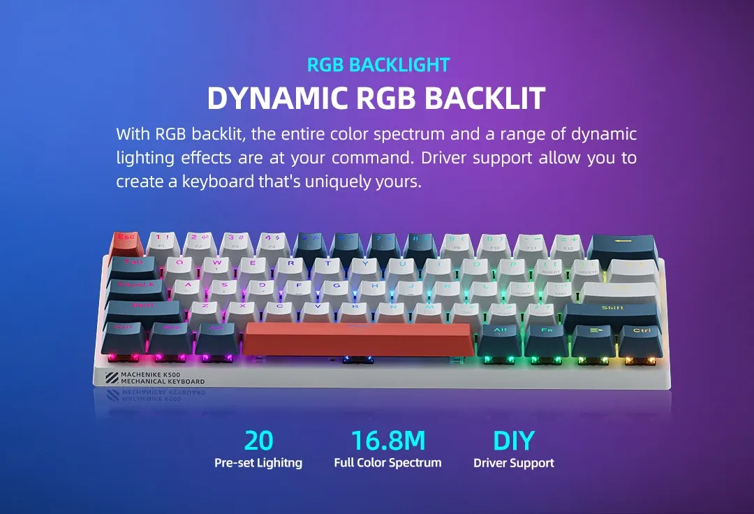 Rétroéclairage RGB dynamique du K500-B61 MINI