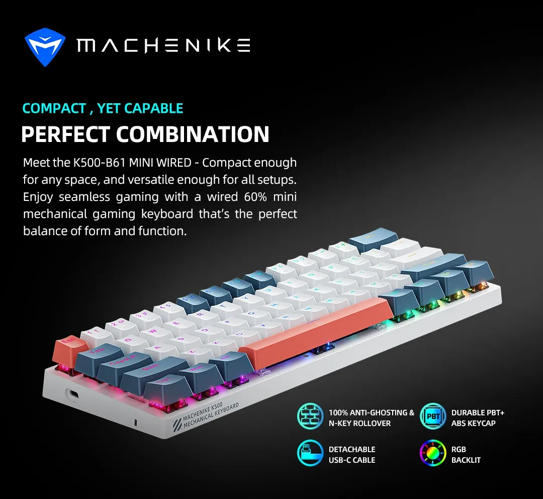 K500-B61 MINI, clavier mécanique compact au format 60 %