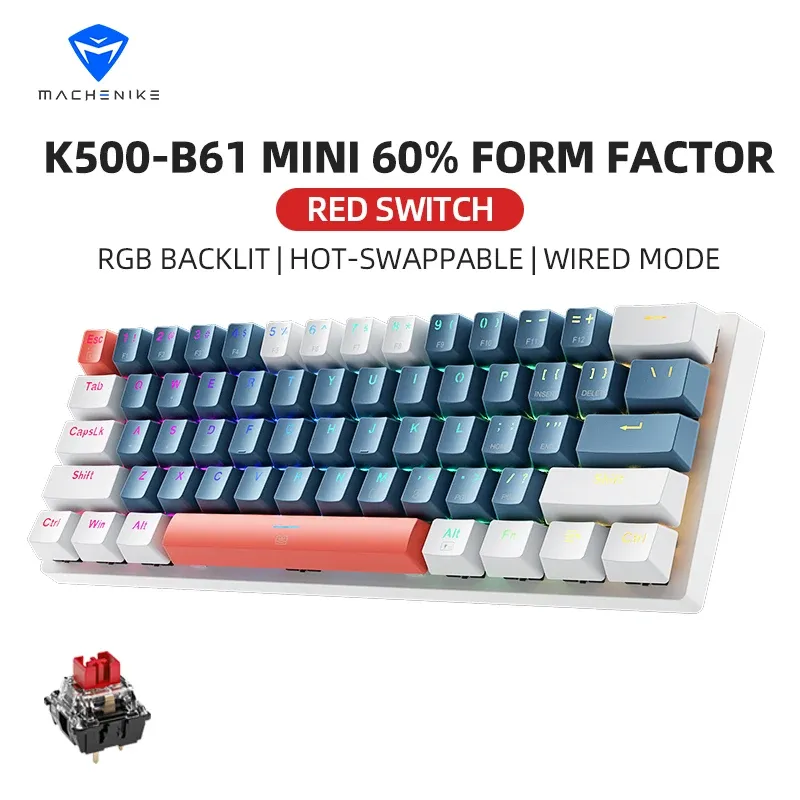 Clavier mécanique filaire Machenike K500-B61 format 60 %, 61 touches, switches interchangeables à chaud, rétroéclairage RVB 9