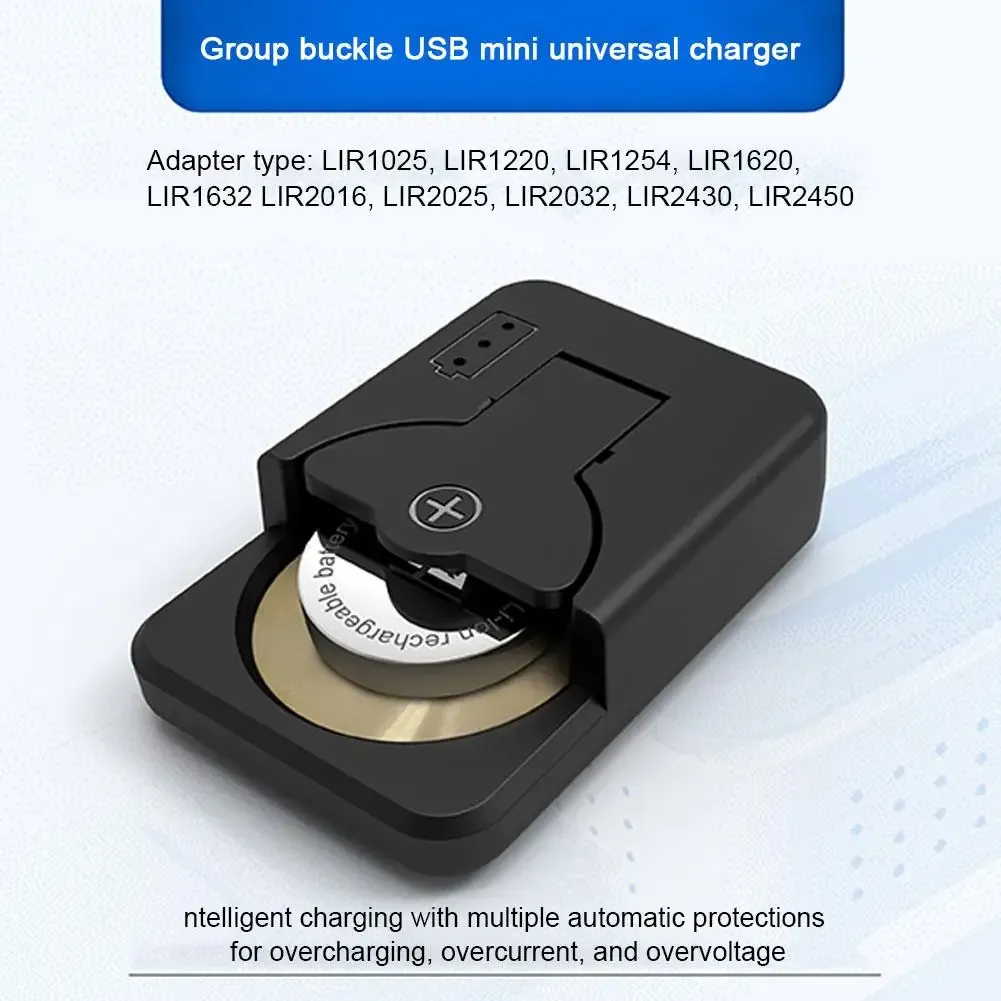 Chargeur de pile bouton portable, détail du design