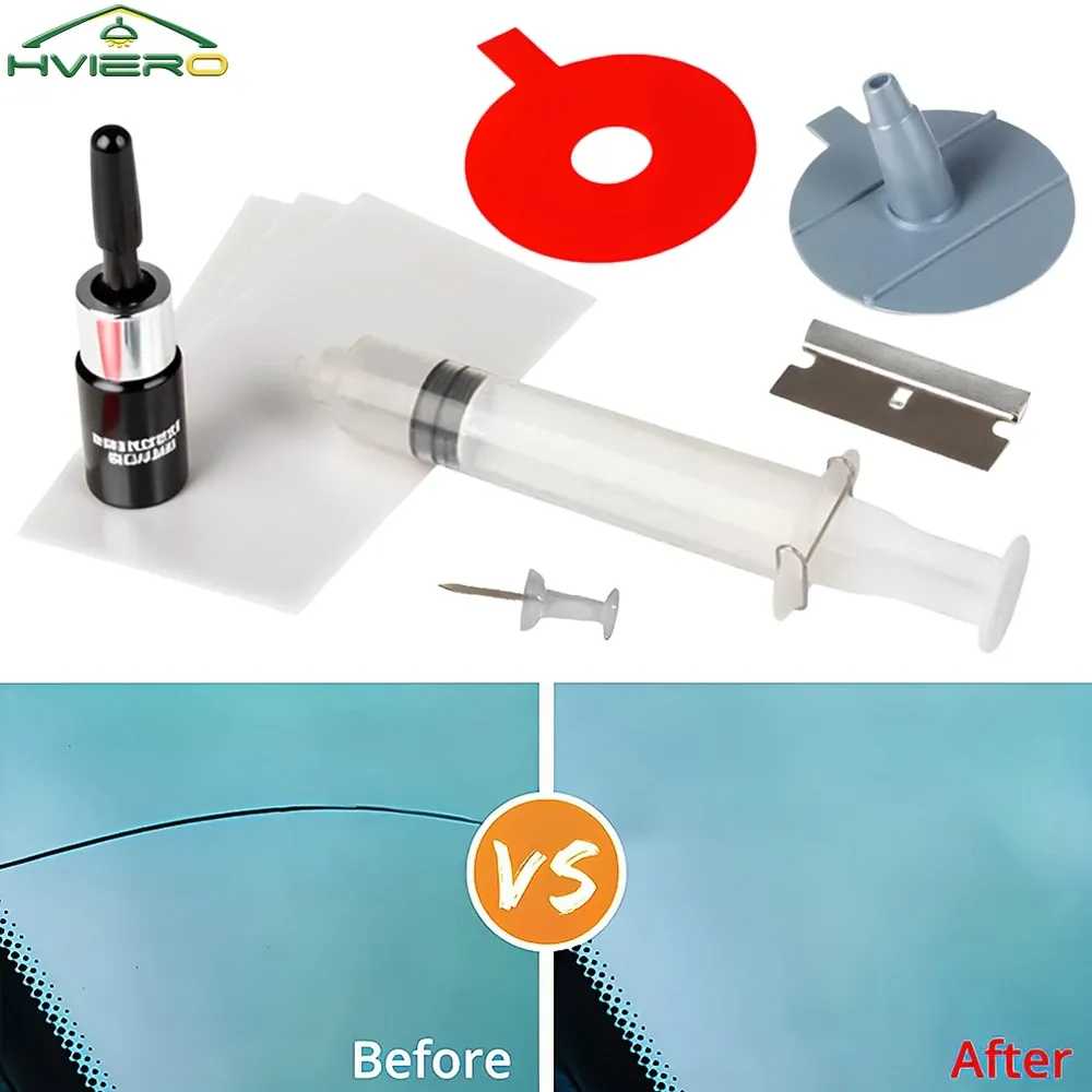 Kit de réparation de pare-brise en résine avec outils, restauration des rayures, autocollants de protection et nettoyant pour verre - Image 1