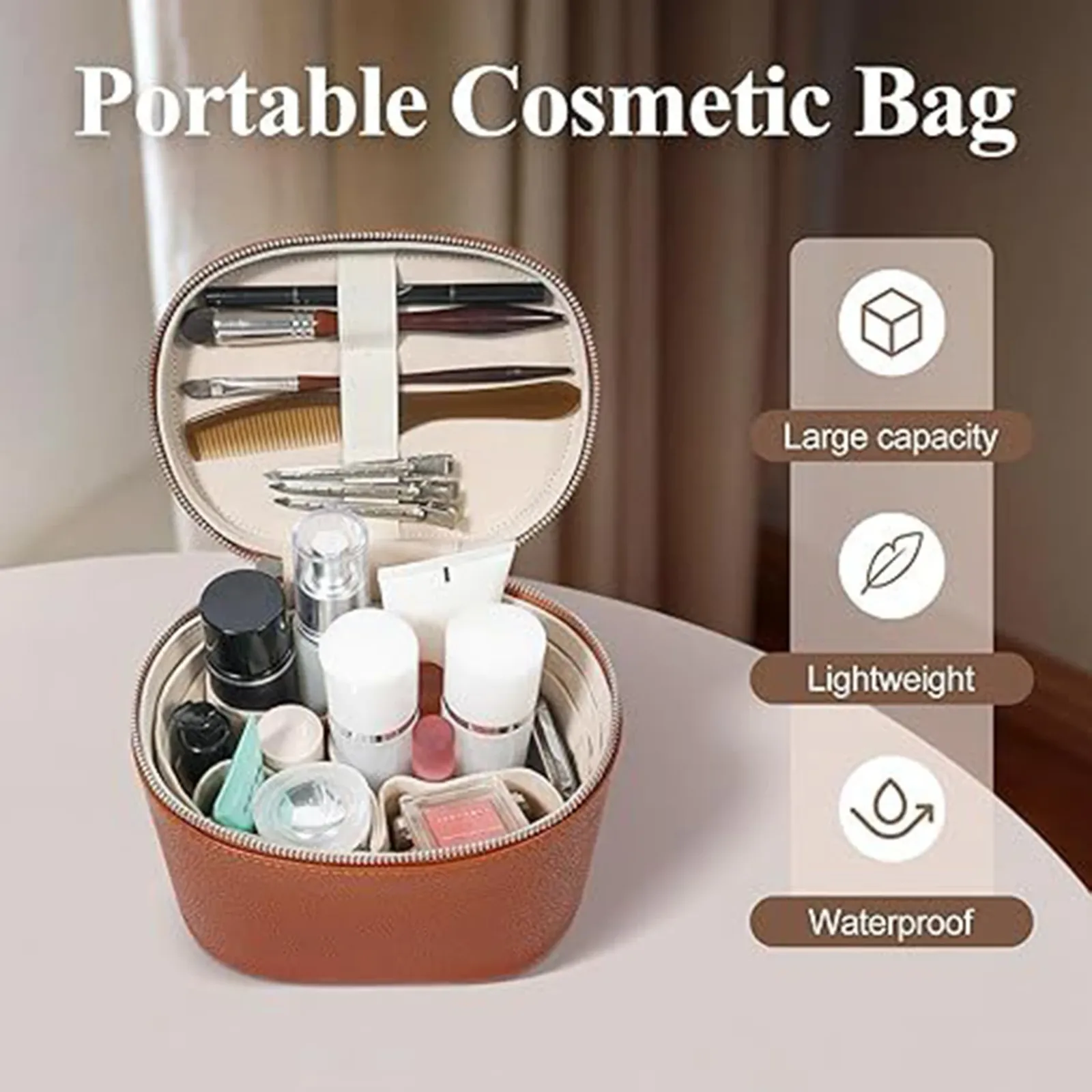 Trousse de maquillage de voyage vue d'ensemble