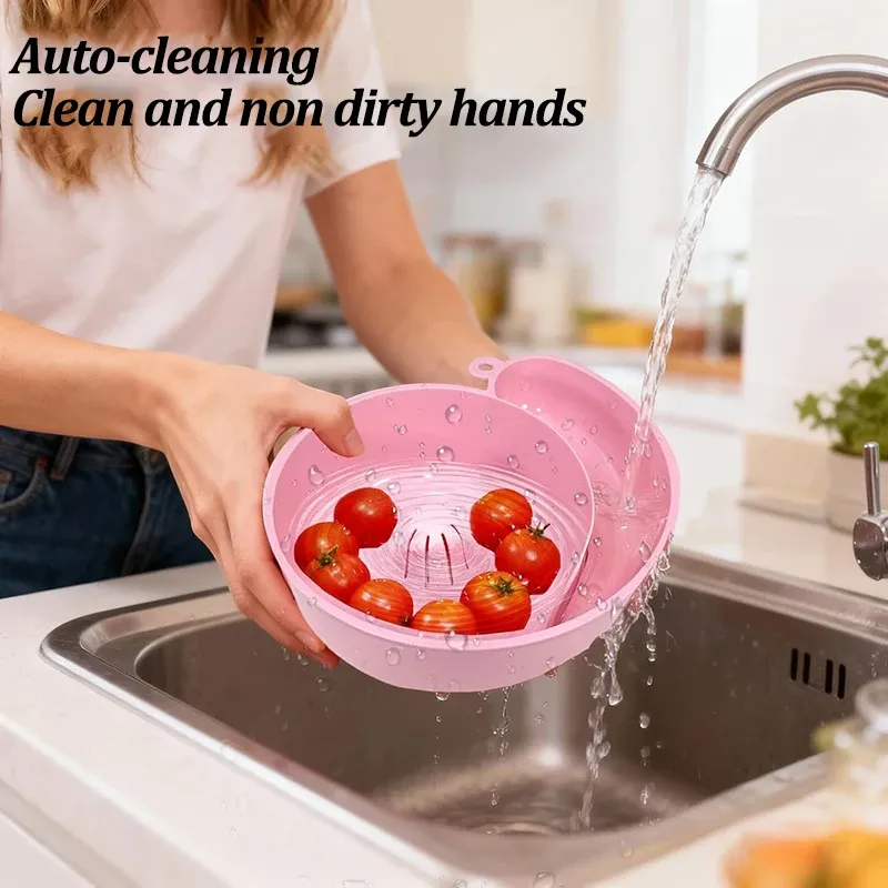Panier de lavage et d'égouttage automatique pour fruits et légumes, réutilisable, pour la cuisine 2