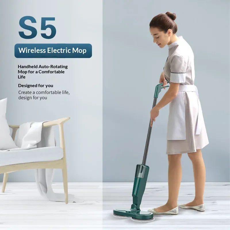 HOMEFISH Serpillère électrique sans fil 2-en-1, nettoyeur de sol automatique humide et sec 3