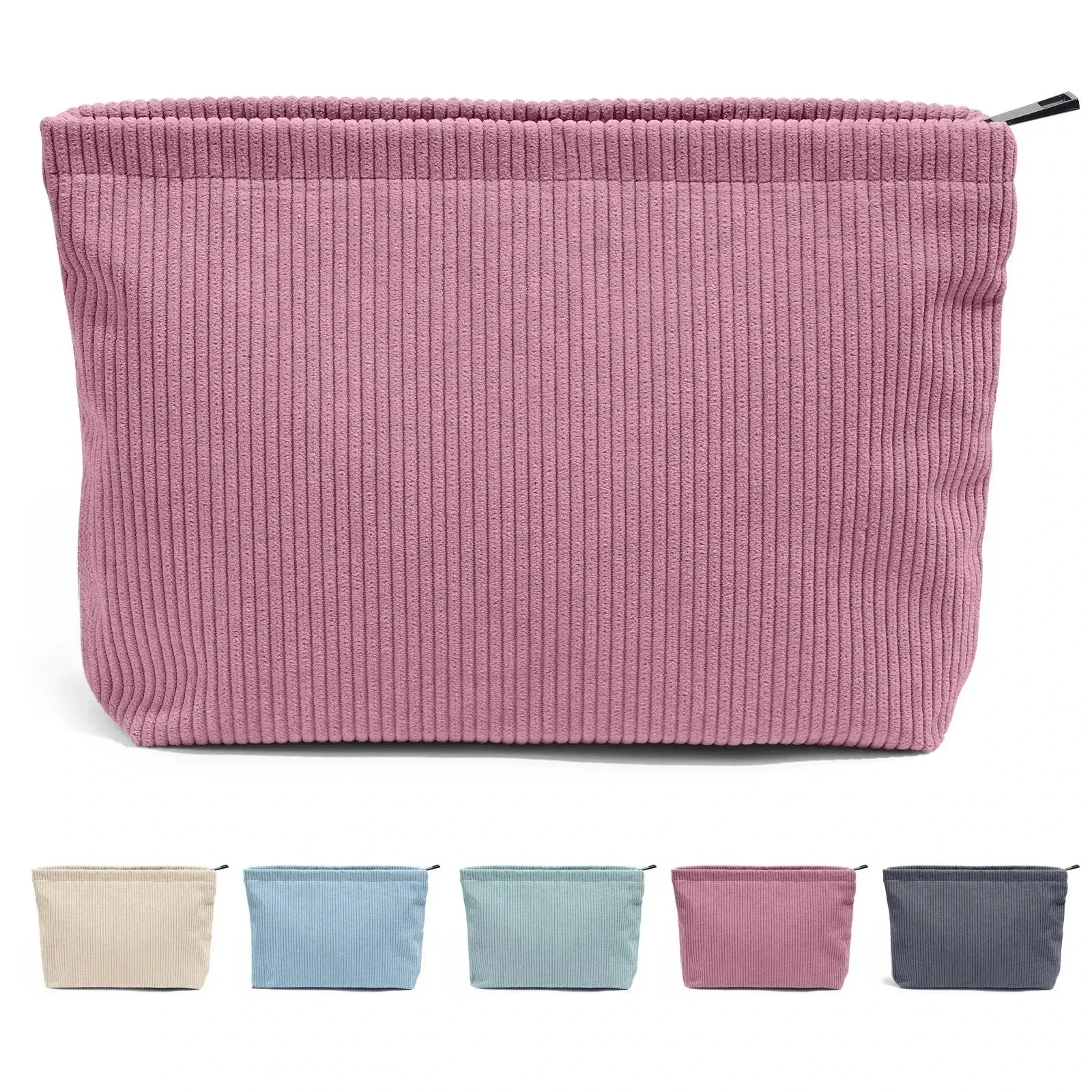 Pochette de rangement en velours côtelé, finitions soignées