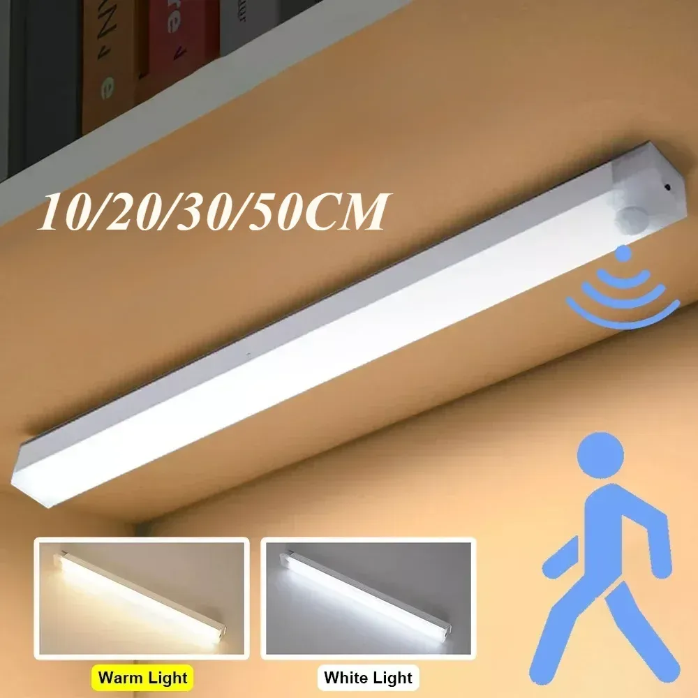 Lampe LED portable avec détecteur de mouvement PIR, éclairage d'intérieur rechargeable par USB et fonctionnement sur batterie