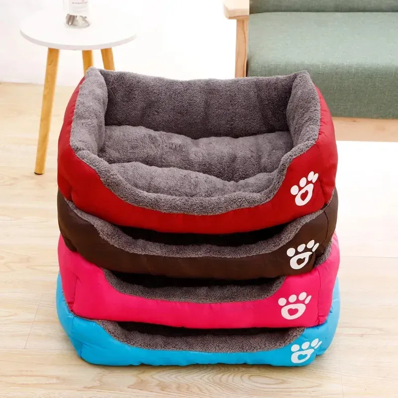 Lit chauffant pour animaux de compagnie aux couleurs pastel, design carré, panier pour petits, moyens et grands chiens, chats et chiots, grand format - Image 1