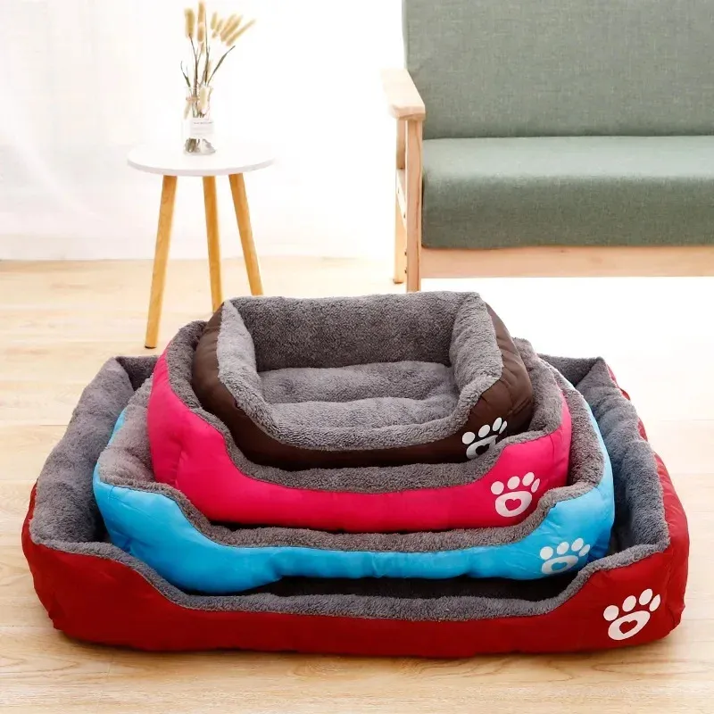 Lit chauffant pour animaux de compagnie aux couleurs pastel, design carré, panier pour petits, moyens et grands chiens, chats et chiots, grand format 2