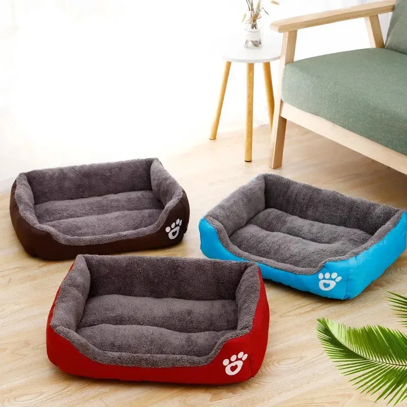 Lit chauffant pour animaux de compagnie aux couleurs pastel, design carré, panier pour petits, moyens et grands chiens, chats et chiots, grand format 3