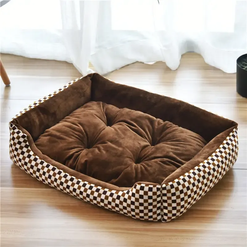 Lit chauffant pour animaux de compagnie aux couleurs pastel, design carré, panier pour petits, moyens et grands chiens, chats et chiots, grand format 25