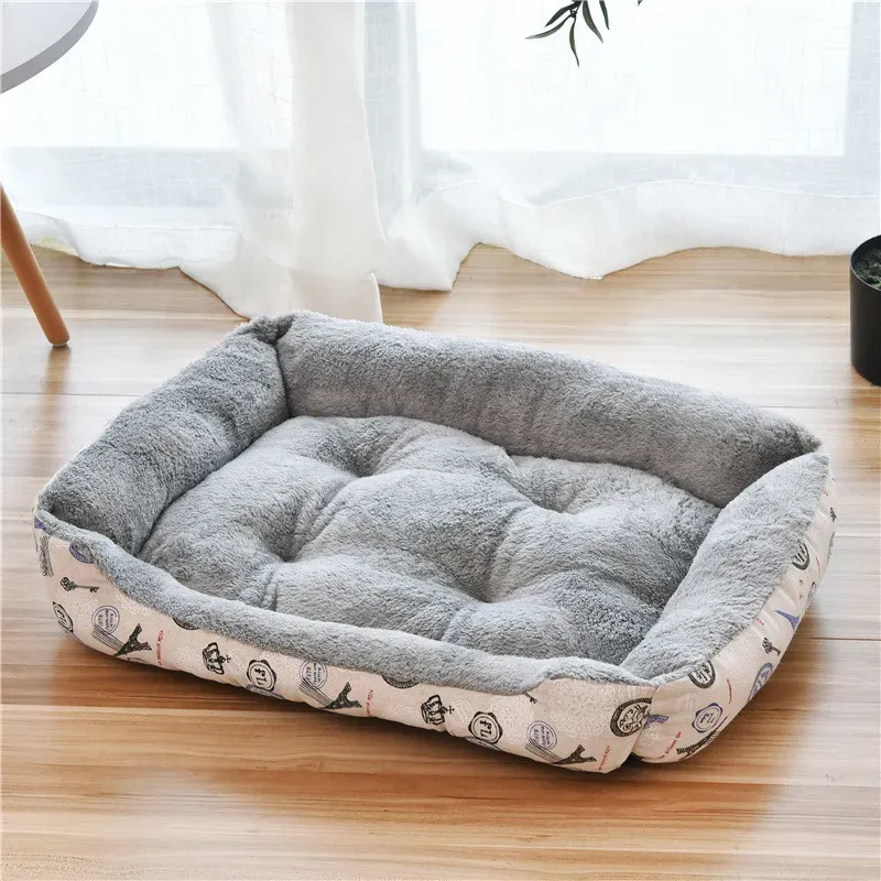 Lit chauffant pour animaux de compagnie aux couleurs pastel, design carré, panier pour petits, moyens et grands chiens, chats et chiots, grand format 24