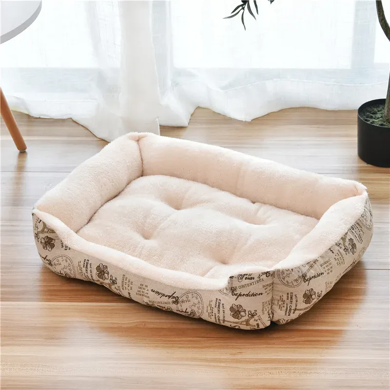 Lit chauffant pour animaux de compagnie aux couleurs pastel, design carré, panier pour petits, moyens et grands chiens, chats et chiots, grand format 22