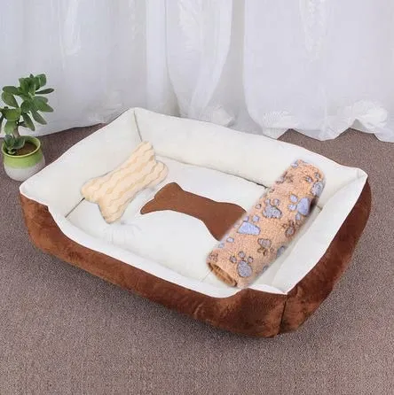 Lit chauffant pour animaux de compagnie aux couleurs pastel, design carré, panier pour petits, moyens et grands chiens, chats et chiots, grand format 17