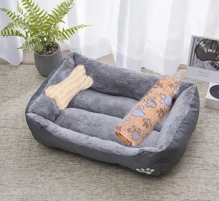 Lit chauffant pour animaux de compagnie aux couleurs pastel, design carré, panier pour petits, moyens et grands chiens, chats et chiots, grand format 15