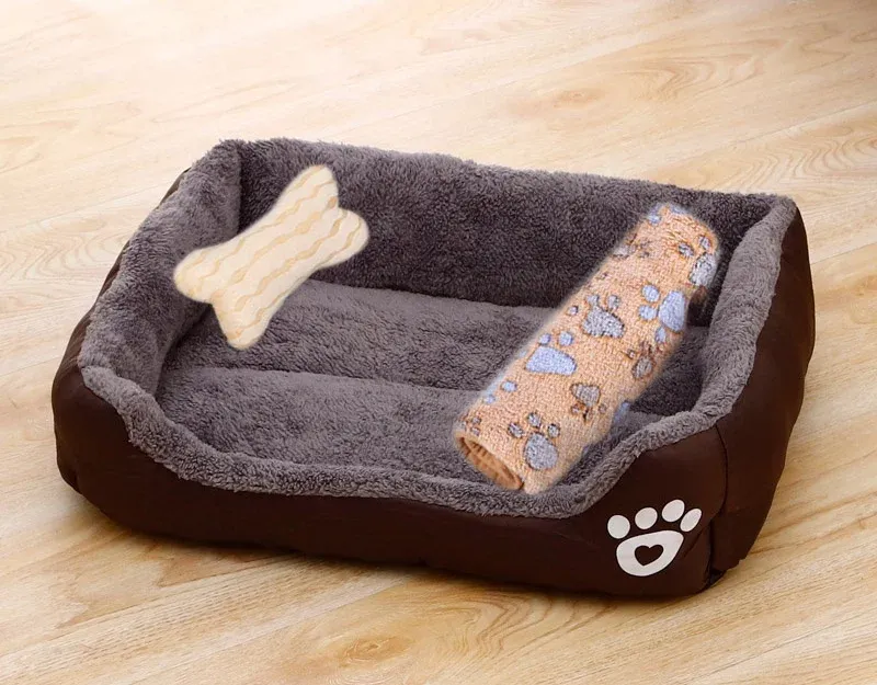 Lit chauffant pour animaux de compagnie aux couleurs pastel, design carré, panier pour petits, moyens et grands chiens, chats et chiots, grand format 11