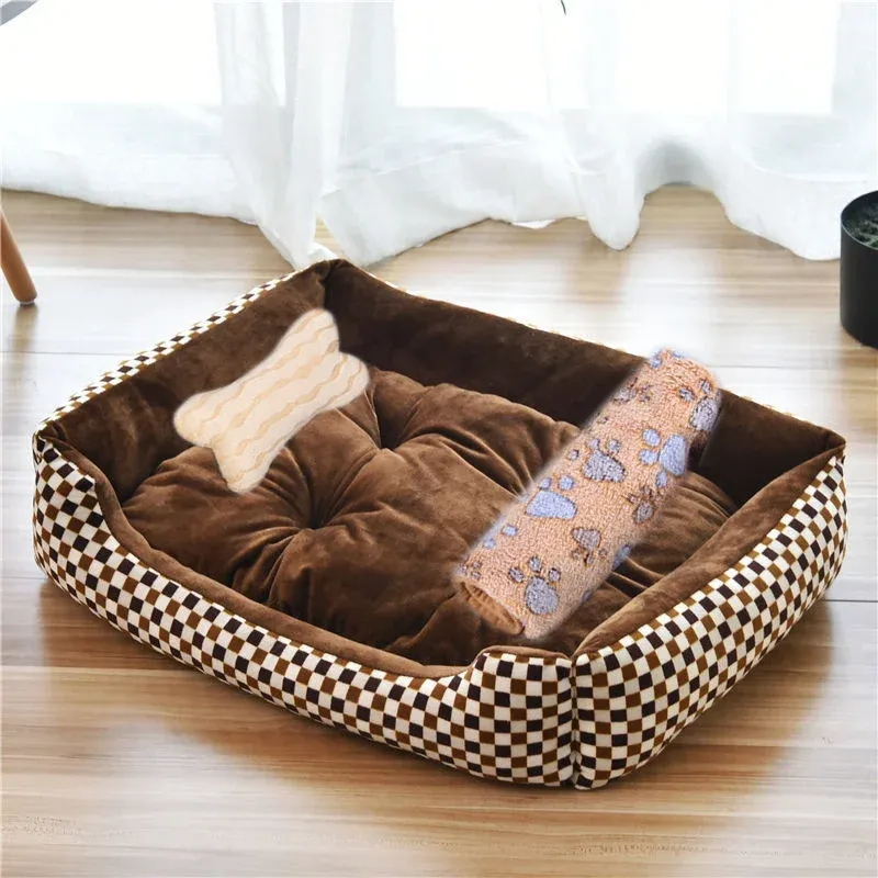 Lit chauffant pour animaux de compagnie aux couleurs pastel, design carré, panier pour petits, moyens et grands chiens, chats et chiots, grand format 9