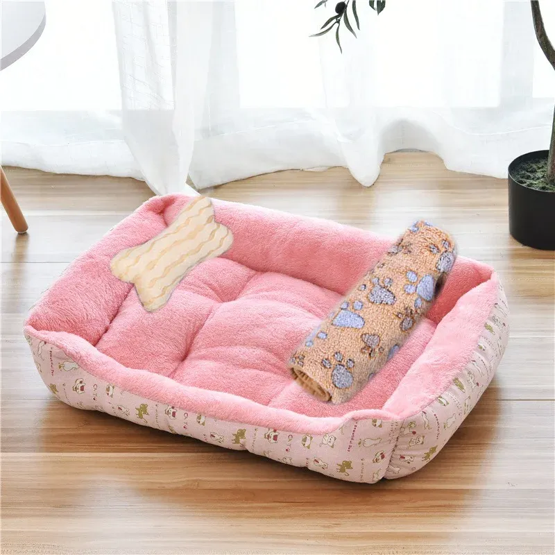 Lit chauffant pour animaux de compagnie aux couleurs pastel, design carré, panier pour petits, moyens et grands chiens, chats et chiots, grand format 13