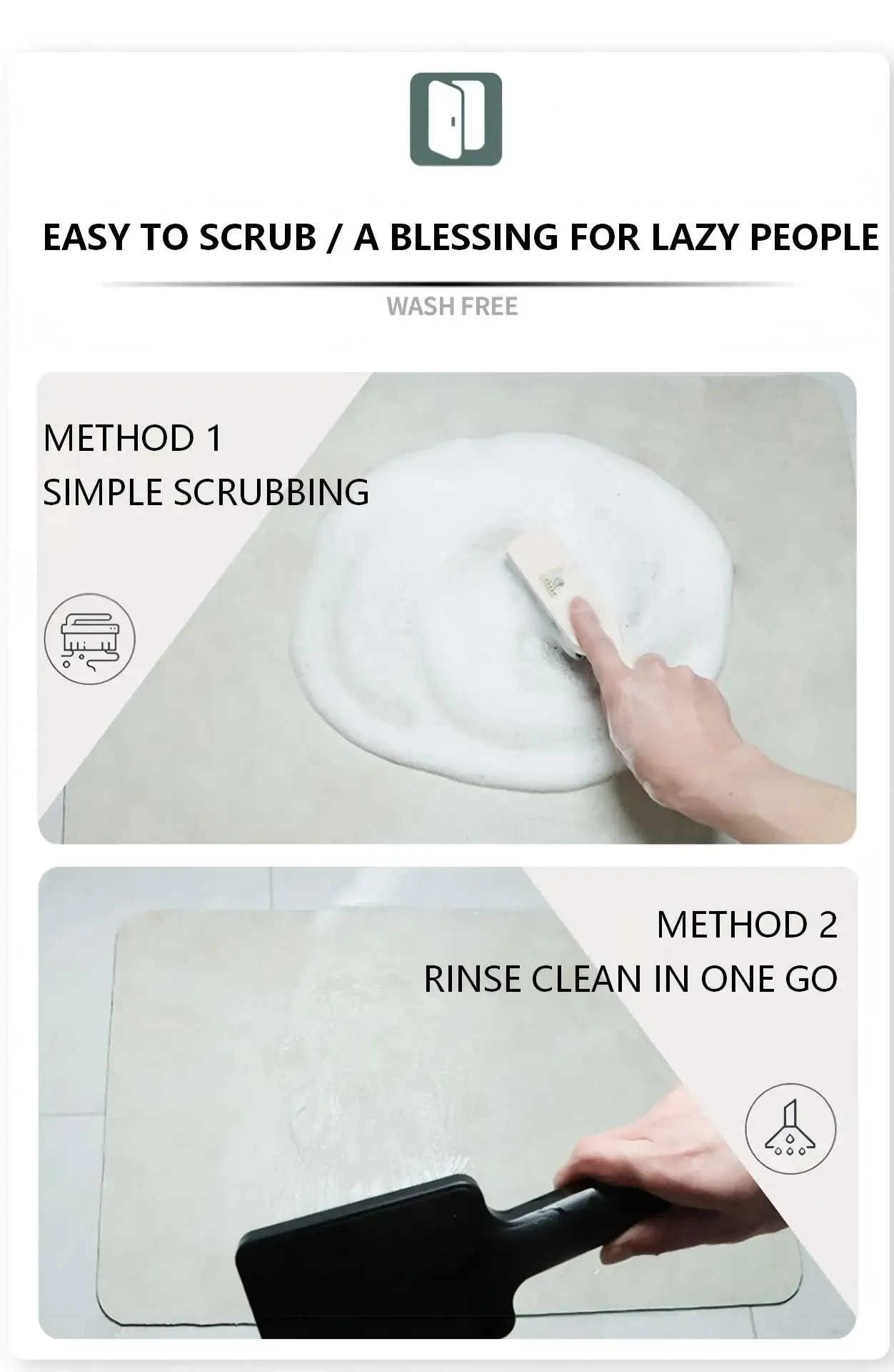 Ambiance de salle de bain avec tapis absorbant