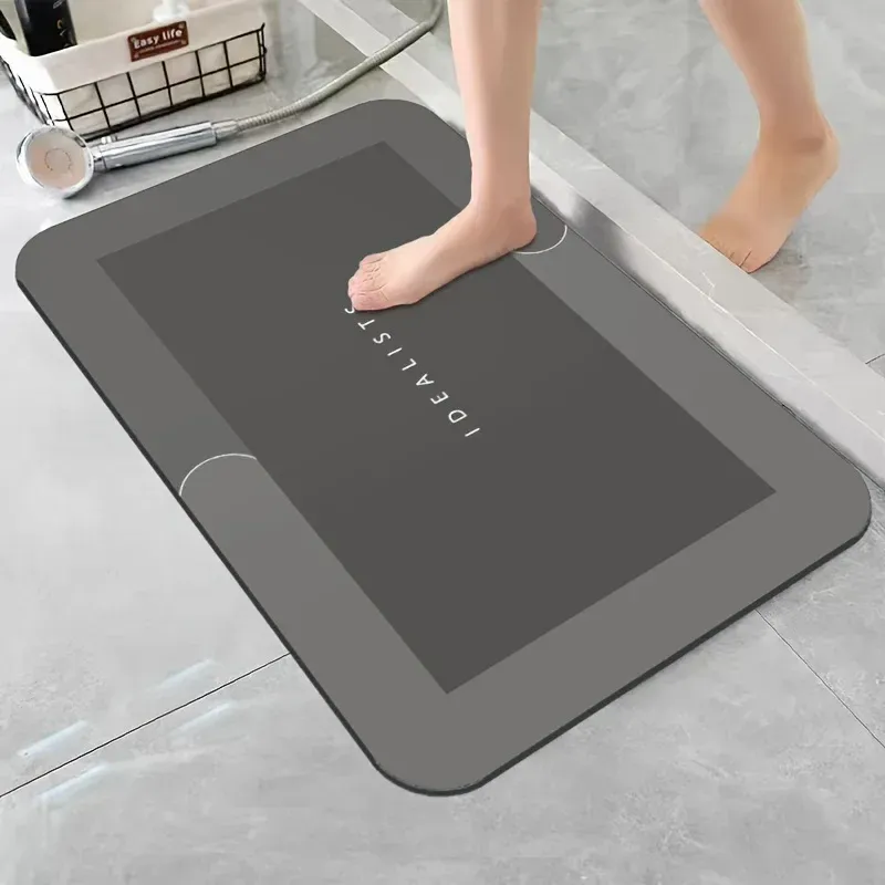 Tapis de bain antidérapant, absorbant et à séchage rapide, résistant aux salissures, au style épuré 7