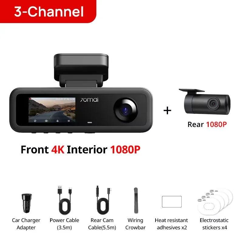 Caméra embarquée 70mai 3 canaux T800E 4K HDR avec supercondensateur, enregistreur de conduite, surveillance de stationnement 24h/24, Wi-Fi, commande vocale, alerte de fatigue au volant 8