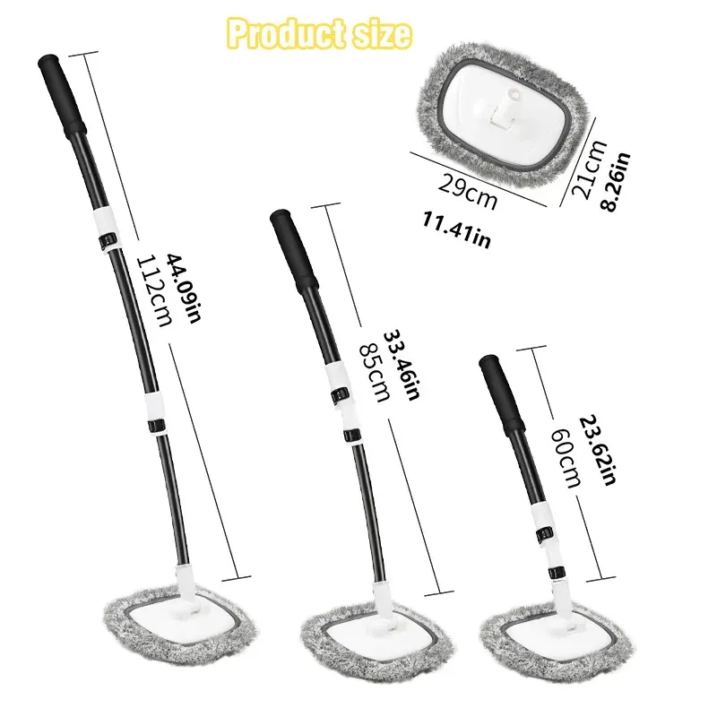 Brosse de lavage de voiture courbée à 15 degrés avec manche télescopique à 3 sections et long manche, outil de nettoyage automobile 6