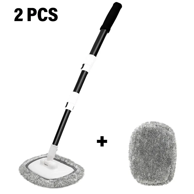 Brosse de lavage de voiture courbée à 15 degrés avec manche télescopique à 3 sections et long manche, outil de nettoyage automobile 7