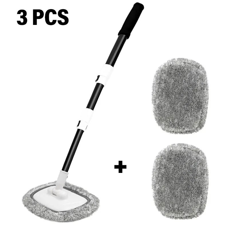 Brosse de lavage de voiture courbée à 15 degrés avec manche télescopique à 3 sections et long manche, outil de nettoyage automobile 9