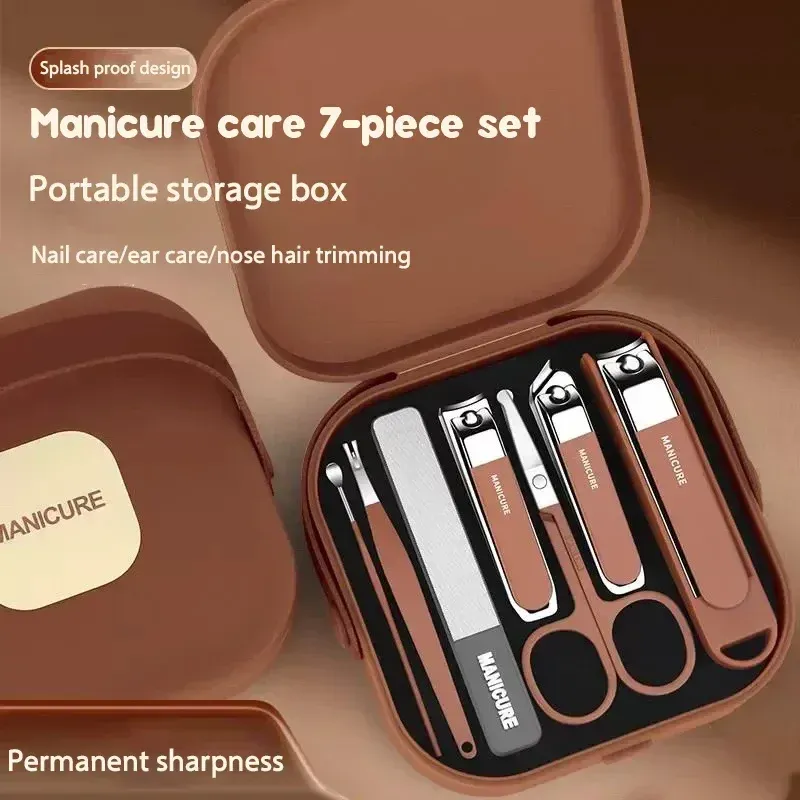 Ensemble de 7 coupe-ongles anti-éclaboussures pour manucure, coupe-ongles à main avec protection