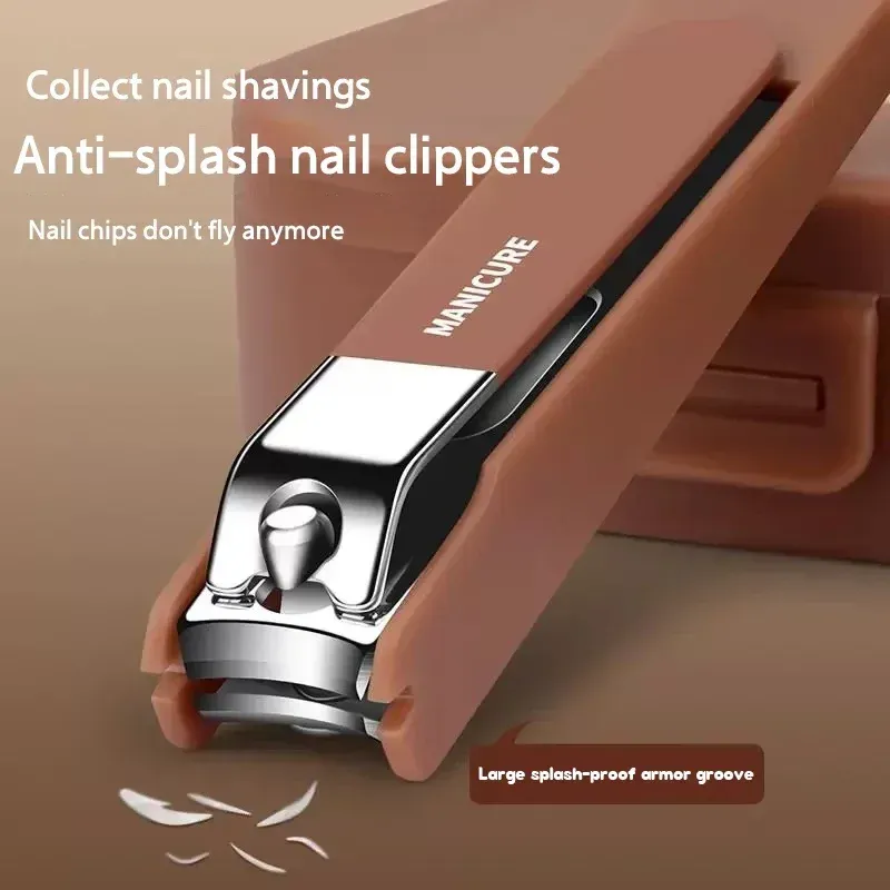 Ensemble de 7 coupe-ongles anti-éclaboussures pour manucure, coupe-ongles à main avec protection 2