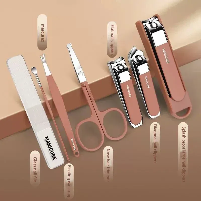 Ensemble de 7 coupe-ongles anti-éclaboussures pour manucure, coupe-ongles à main avec protection 3