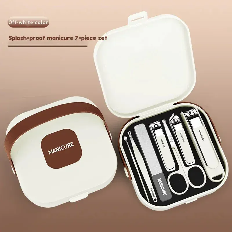 Ensemble de 7 coupe-ongles anti-éclaboussures pour manucure, coupe-ongles à main avec protection 6