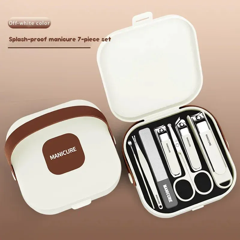 Ensemble de 7 coupe-ongles anti-éclaboussures pour manucure, coupe-ongles à main avec protection 7