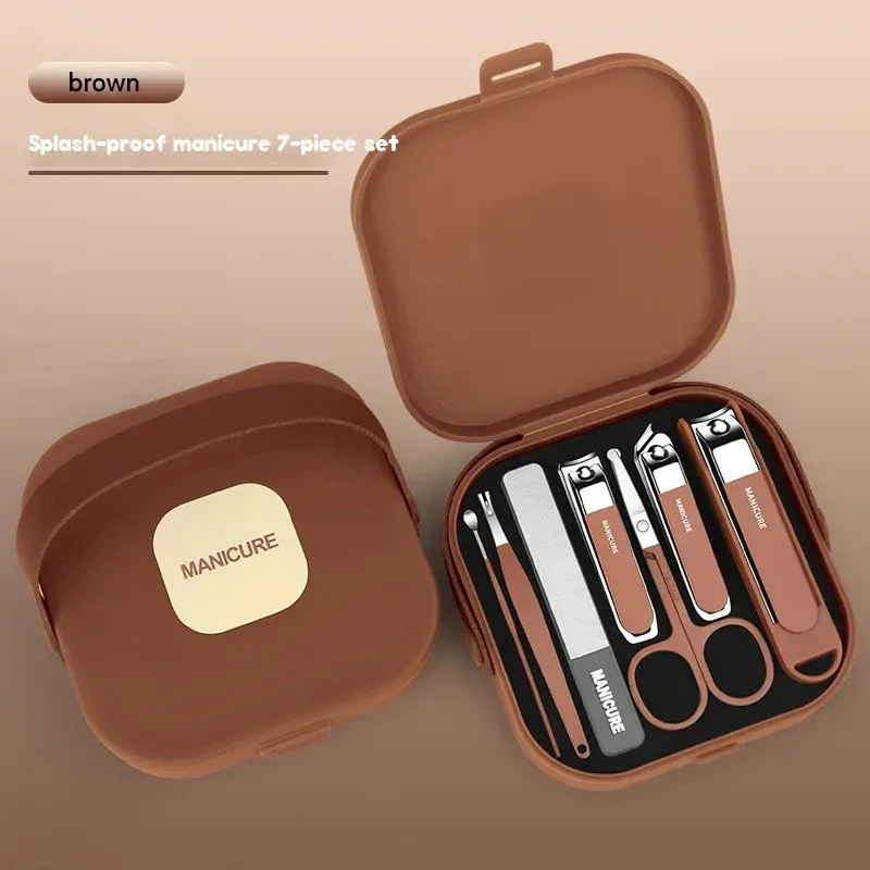 Ensemble de 7 coupe-ongles anti-éclaboussures pour manucure, coupe-ongles à main avec protection 8