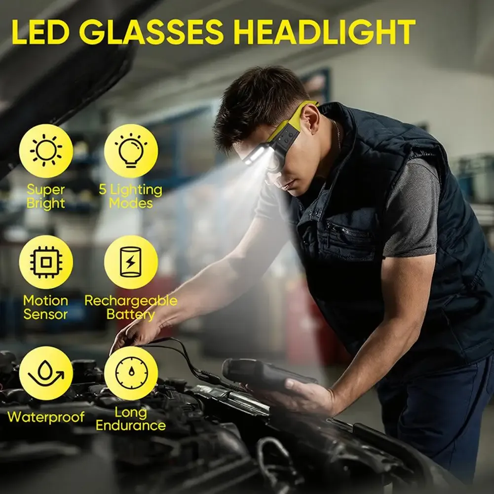 Lunettes LED rechargeables à capteur de mouvement, 5 modes d'éclairage 3