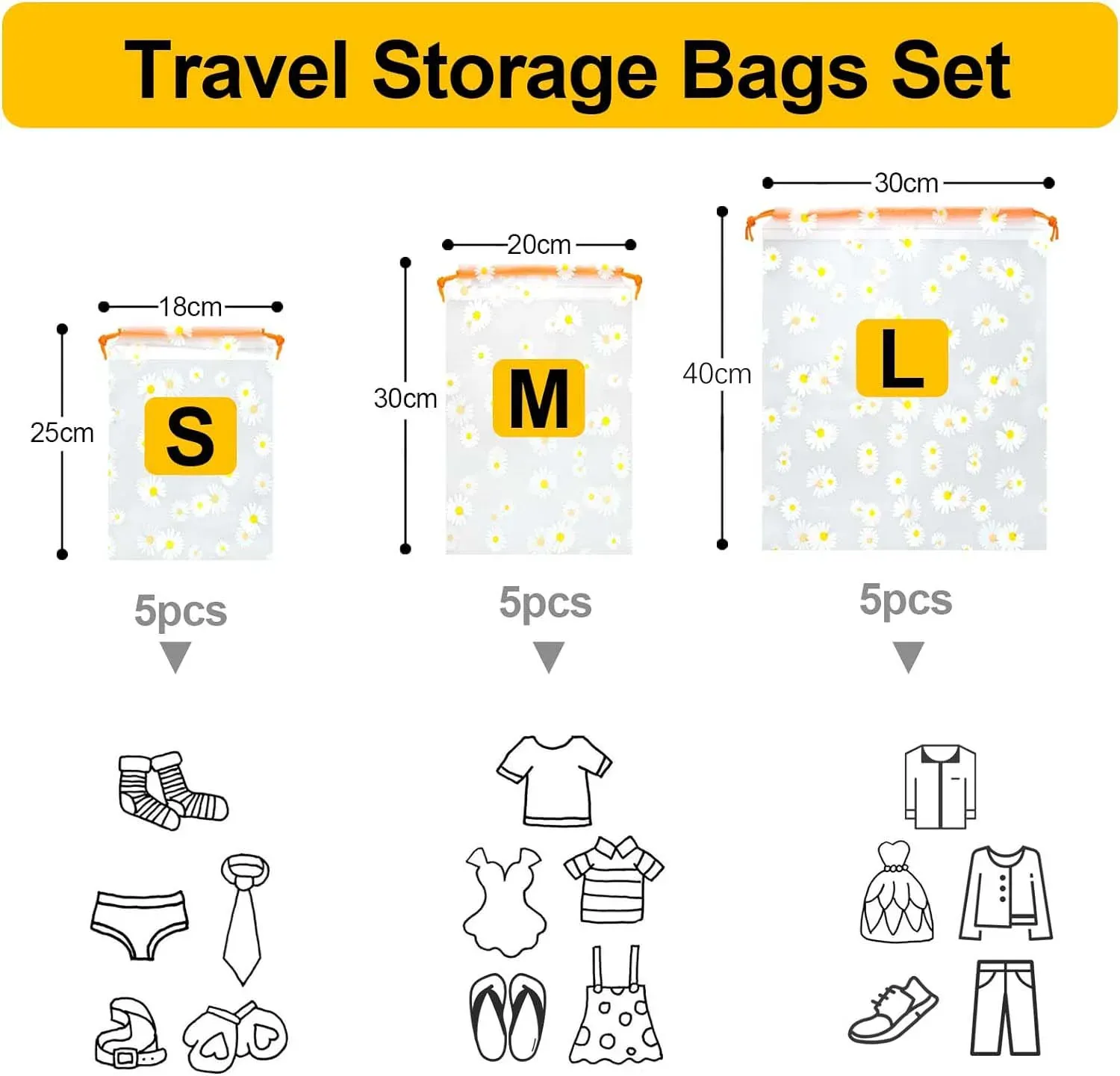 Organisation des vêtements dans les sacs de rangement