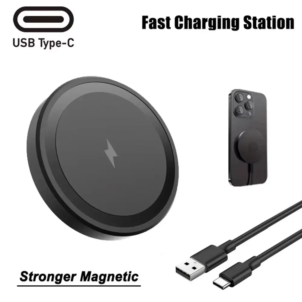 Mini chargeur magnétique sans fil pour iPhone, ultra-fin et portable, charge rapide 15 W 1