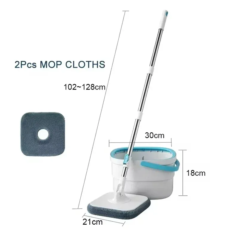 Serpillière rotative 360° avec seau à double compartiment, séparation de l'eau propre et de l'eau sale, essorage automatique sans contact 8