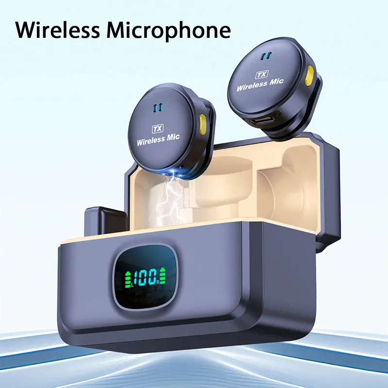 Microphone cravate sans fil double professionnel, mini micro pour iPhone et Android