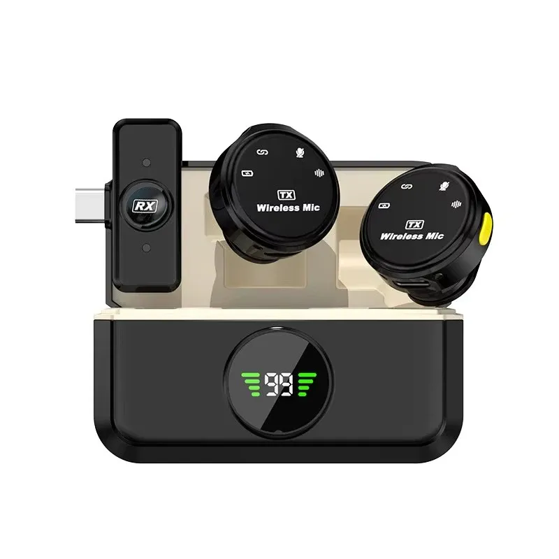 Microphone cravate sans fil double professionnel, mini micro pour iPhone et Android 4