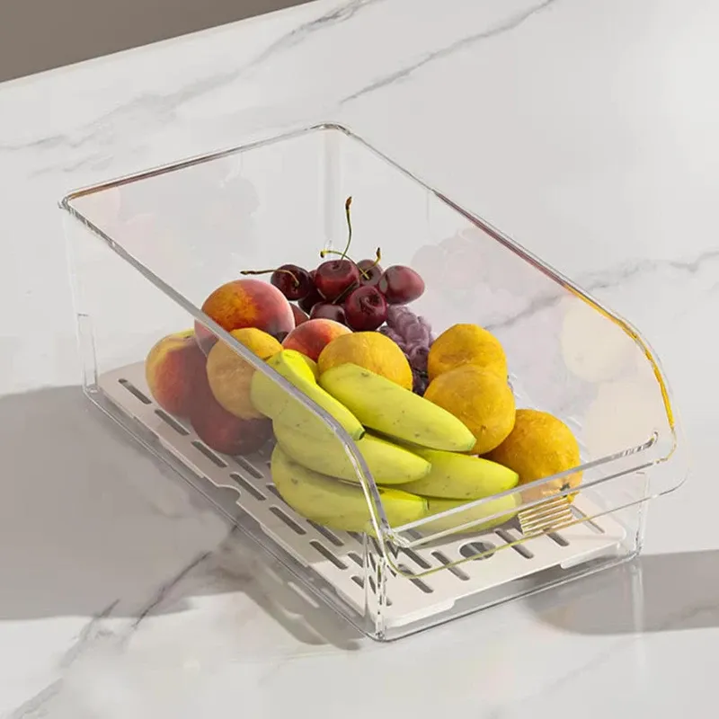 Boîtes organisatrices transparentes pour réfrigérateur en plastique, rangement pour œufs, légumes et fruits 7