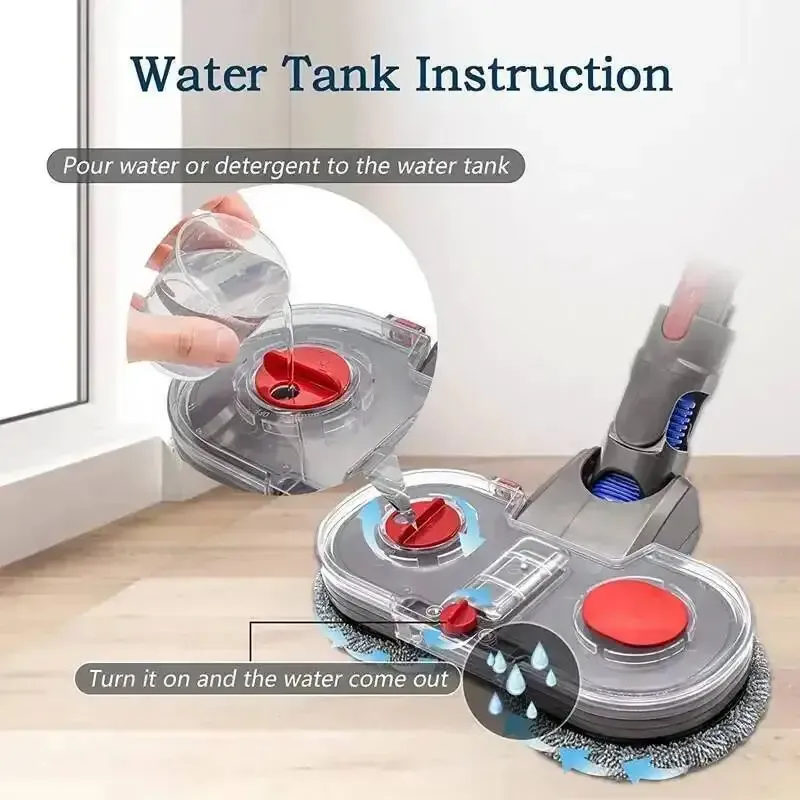 Kit de tête de vadrouille pour aspirateur Dyson V7, V8, V10, V11, V15 Gen5 avec réservoir d'eau et chiffon de nettoyage 3