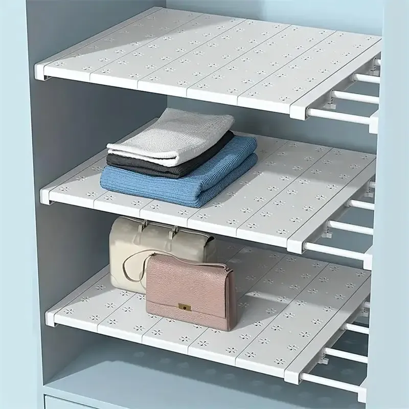 Séparateur extensible blanc, panneau de couches rétractables sans perçage pour le rangement de garde-robe, étagère de cuisine et de salle de bain, diviseurs de dortoir - Image 1