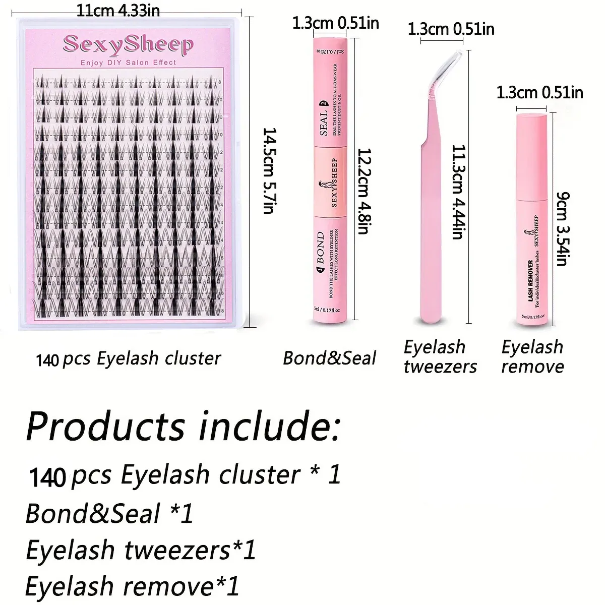 Kit d'extension de cils DIY avec cils naturels en grappes courbure D, colle, scellant, dissolvant et pince à épiler 2