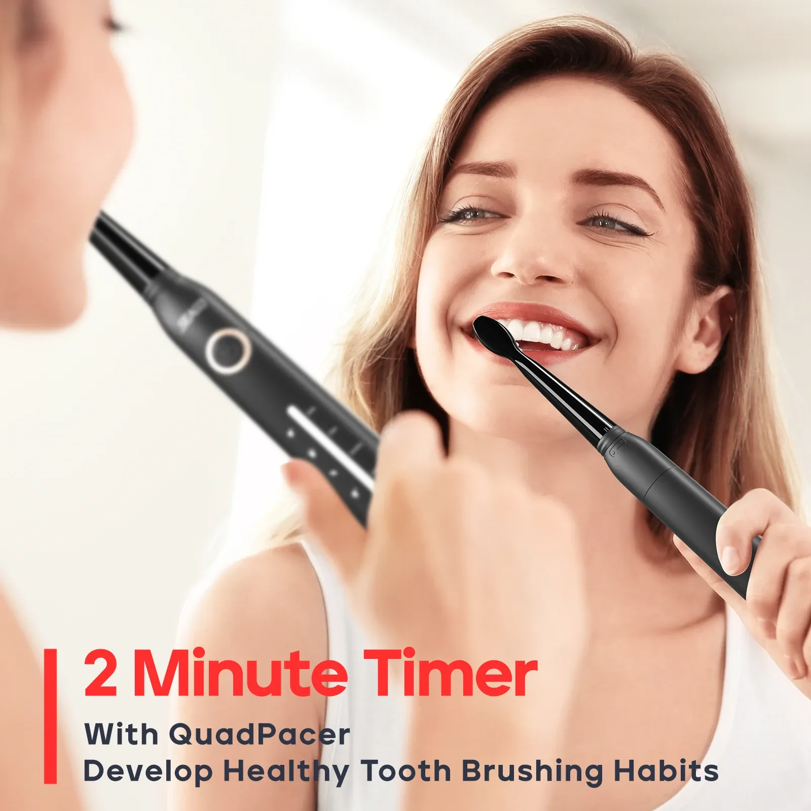 Seago – Brosse à dents électrique rechargeable par USB pour adultes, nettoyage ultrasonique, avec 10 têtes de rechange 3