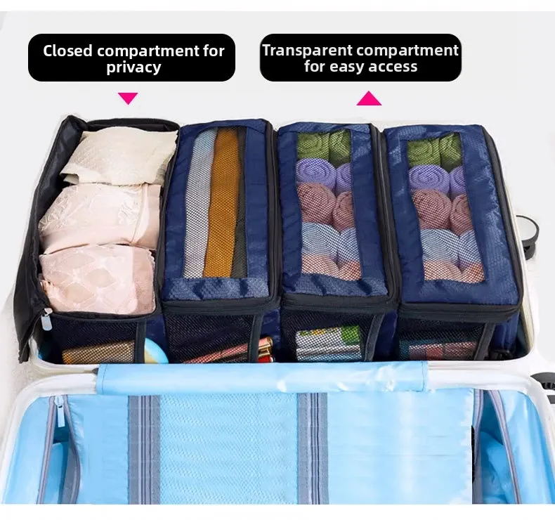 Organisateur de valise grande capacité, organisateur de bagages de voyage, étagère suspendue, cube de rangement, sacs de rangement suspendus pliables pour placard 3
